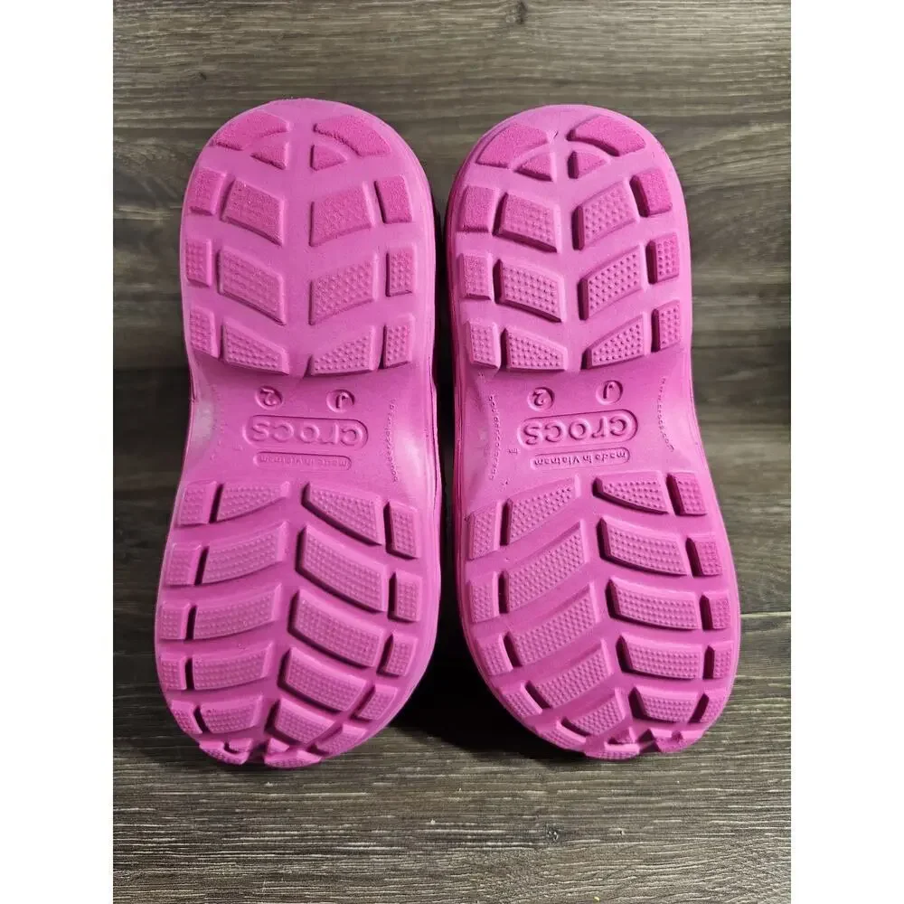 Crocs Childrens Sz 2 Junior Handle It Rain Boot Waterproof Croslite Pink Boots